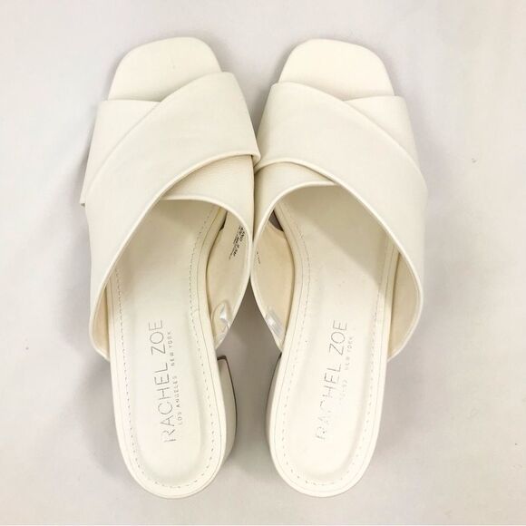 Rachel Zoe GARLAND Creamy White Crisscross Strap Open Toe Heeled Slide Sandals - Picture 8 of 13